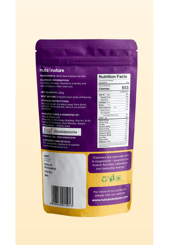 Premium Whole Natural Cashew/Kaju